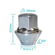 ГАЙКА КОЛЕСА (M12X1.5/КОНУС/ЗАКРЫТАЯ/ 31 ММ/19 КЛЮЧ) CHRYSLER 300M (98-04), CONCORD (98-04), GRAND V