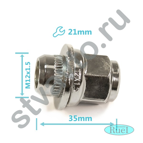 ГАЙКА КОЛЕСА (M12X1.5/ШАЙБА/ЗАКРЫТАЯ/35 ММ/21 КЛЮЧ) PEUGEOT 4007 (08-13)